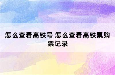 怎么查看高铁号 怎么查看高铁票购票记录